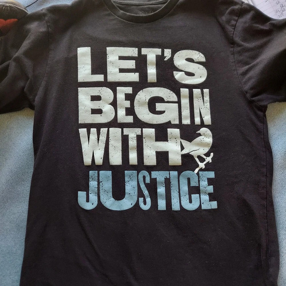 To Kill a Mockingbird Black Blue  Long Sleeve T-Shirt‎ Let's Begin with Justice - Picture 1 of 11